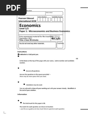 IG Economics Specimen Paper 1 Question Paper