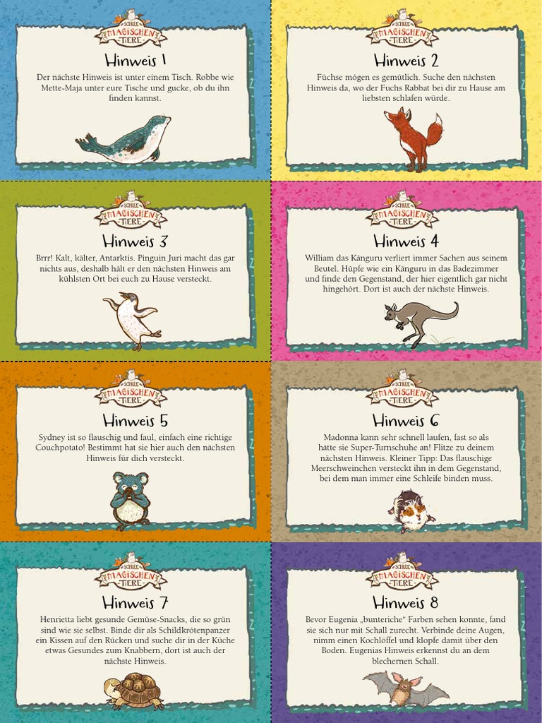 Schnitzeljagd Aufgaben Die Schule Der Magischen Tiere Hausrallye PDF