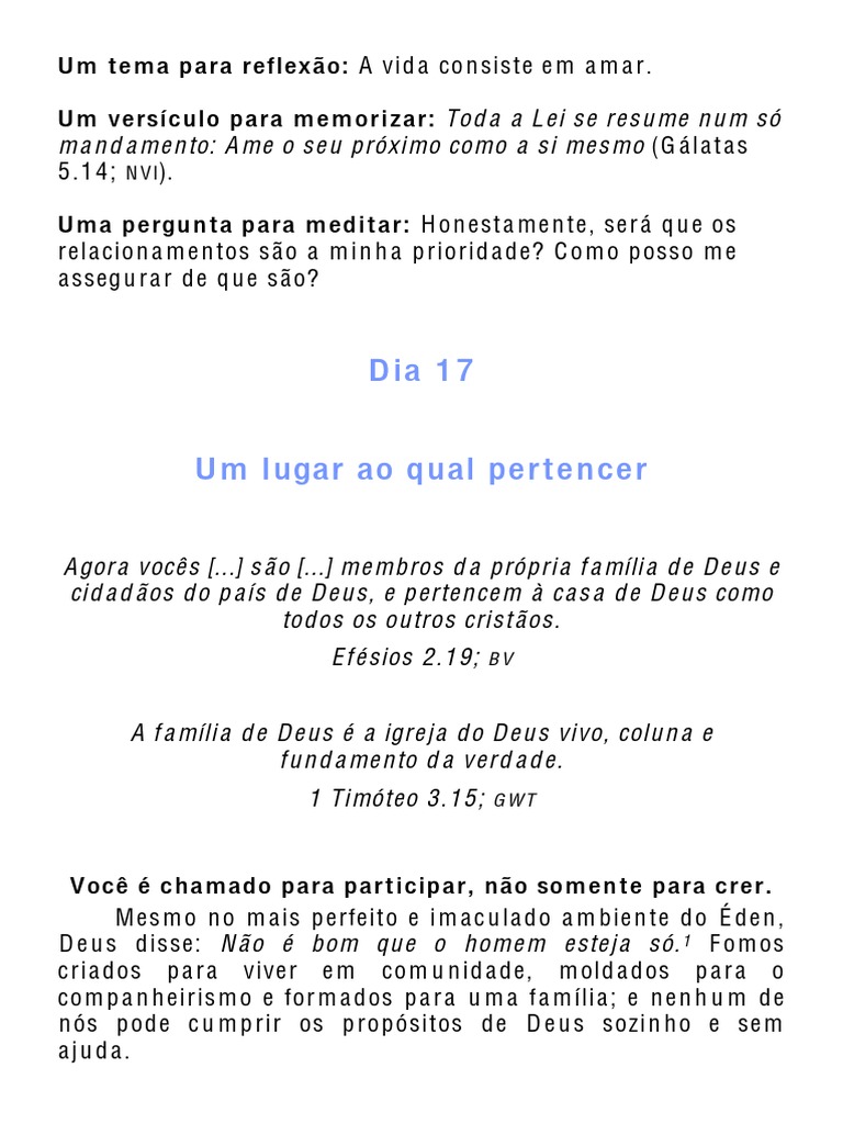 Capítulo 17 - Uma Vida Com Propósito | PDF