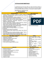 Rol de Evaluaciones Bimestrales - 3ero. Secundaria