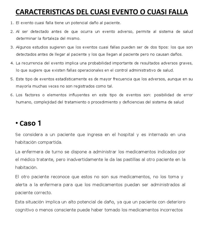 Características del Cuasi Evento en Salud | PDF | Ciencia y matemáticas