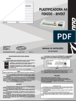Manual de Intrucao Plastificadora A4 Bivolt FGK 230