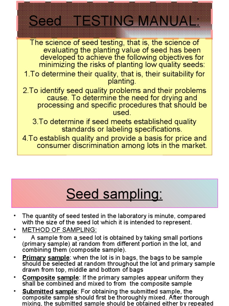 Seed Testing Manual Seed Germination