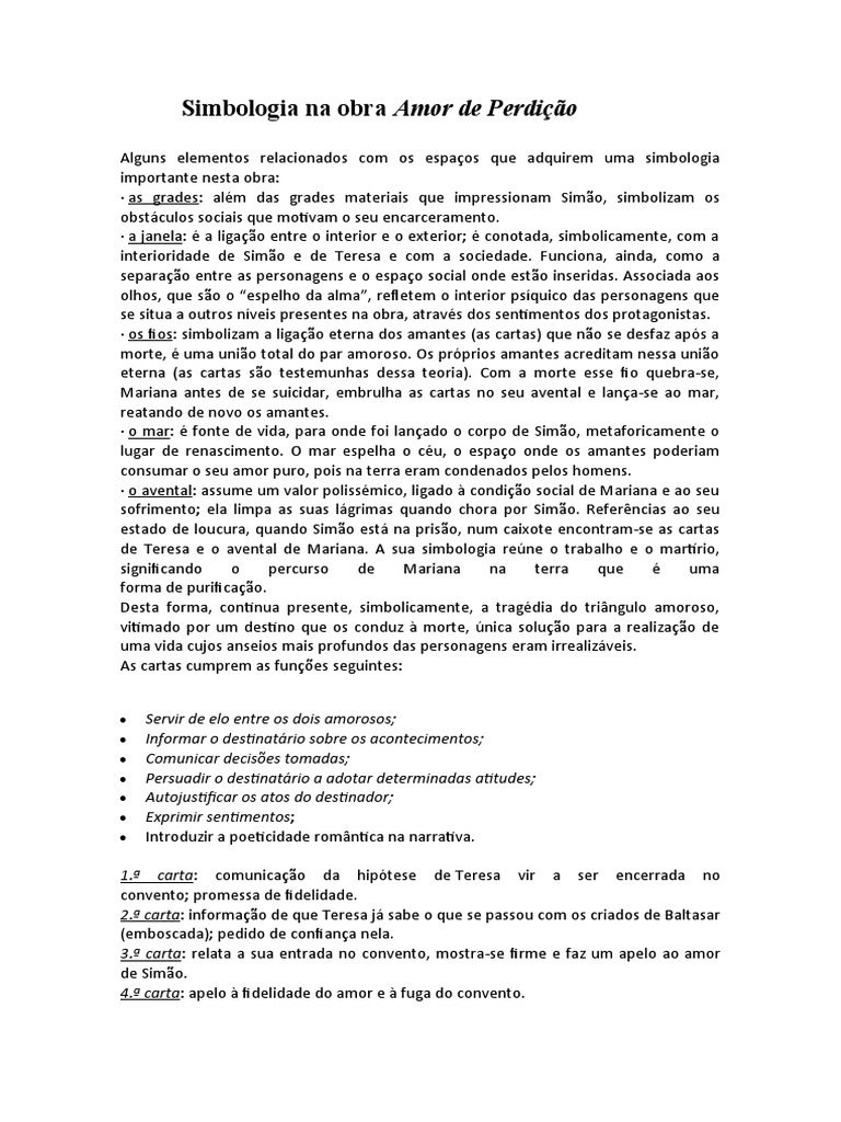 Simbologia do Amor em "Amor de Perdição" | PDF | Amor