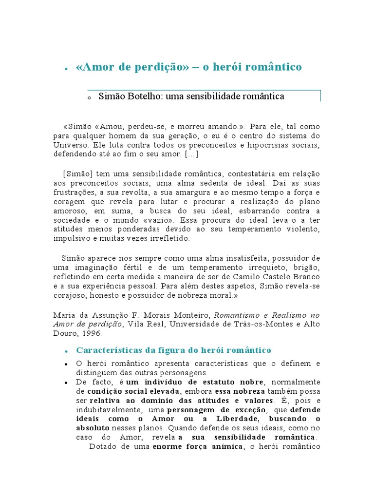 Amor de Perdição | PDF | Amor | Romantismo