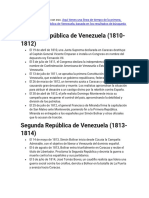Primera, Segunda y Tercera República de Venezuela