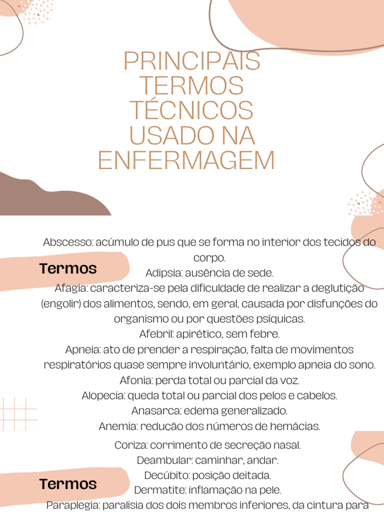Principais Termos Técnicos Usado Na Enfermagem | PDF