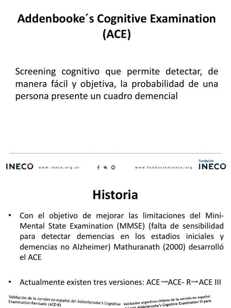 Examen Cognitivo de Addenbrooke (ACE III) | PDF | Demencia | Enfermedad ...