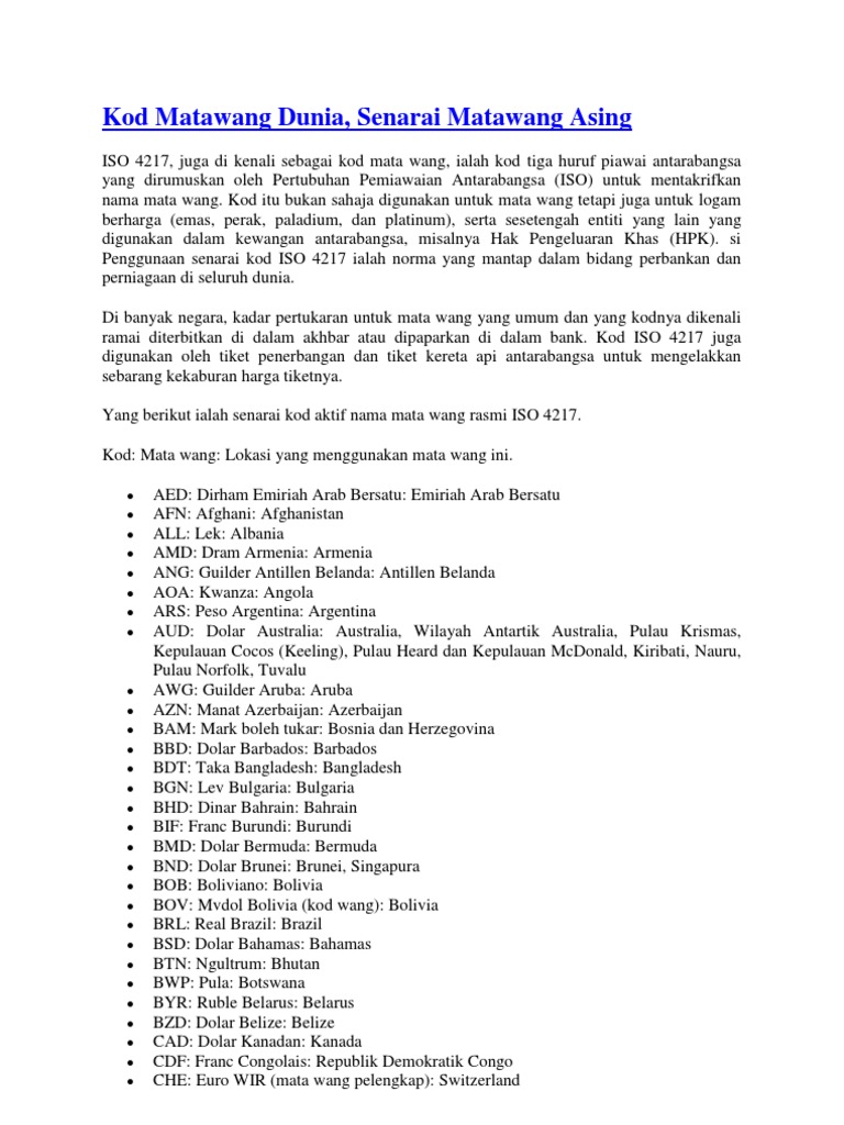 Kod Matawang Dunia Pdf