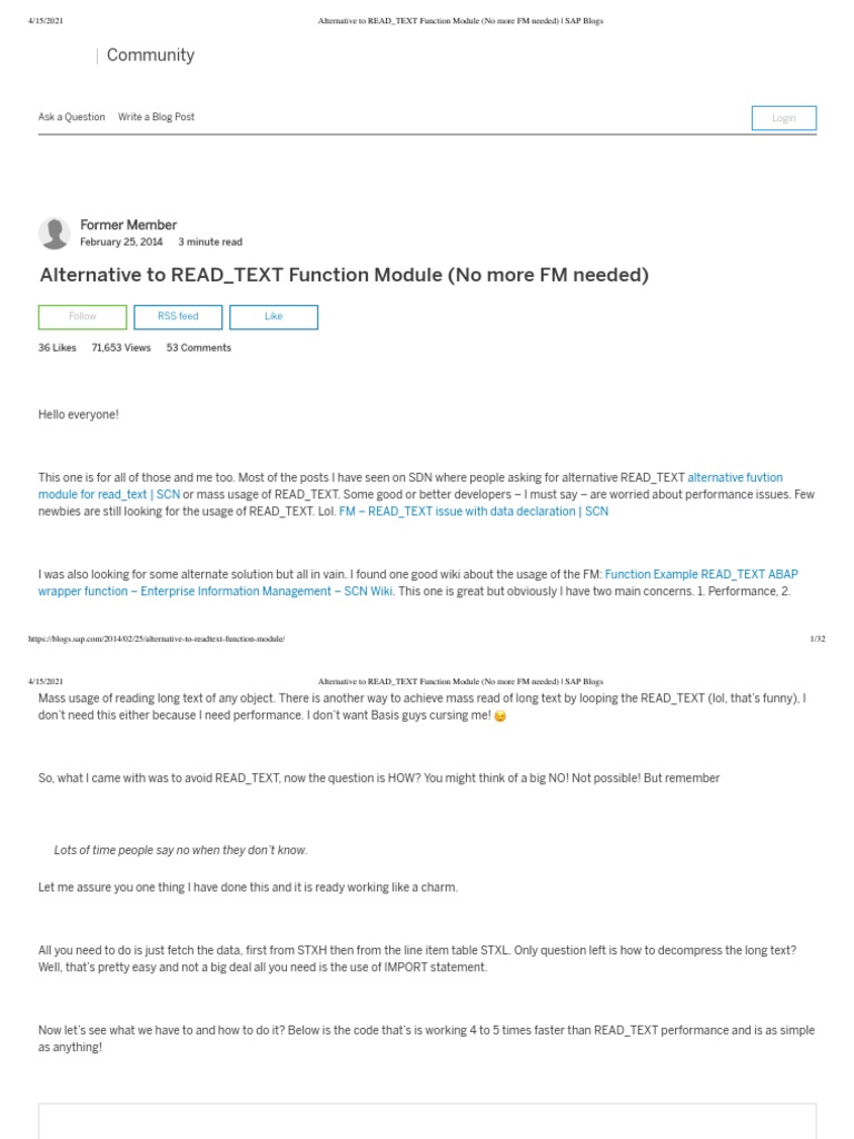 Alternative To READ - TEXT Function Module (No More FM Needed) - SAP ...