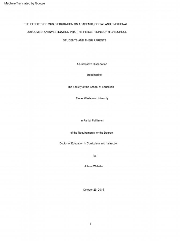 Traduccionthe Effects of Music Education On Academic, Social and ...