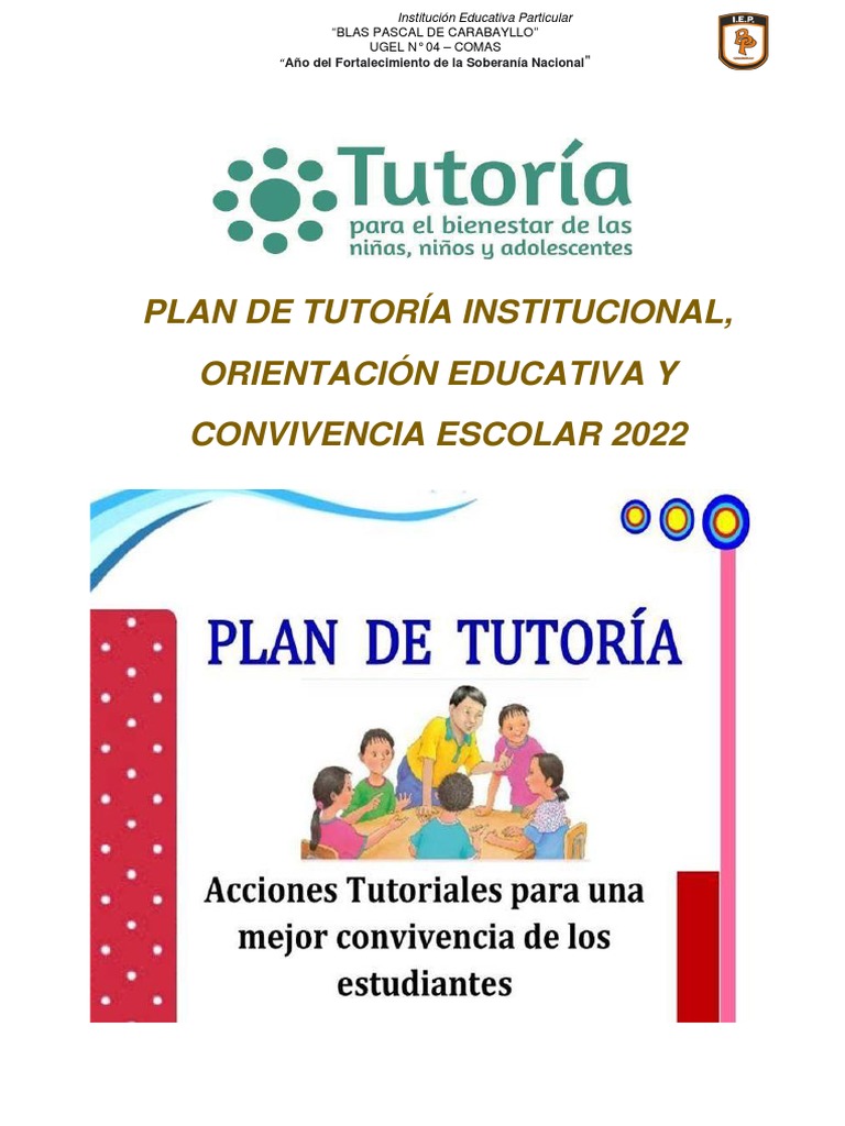 Plan de Tutoría y Convivencia Escolar 2022 | PDF | Plan de estudios ...