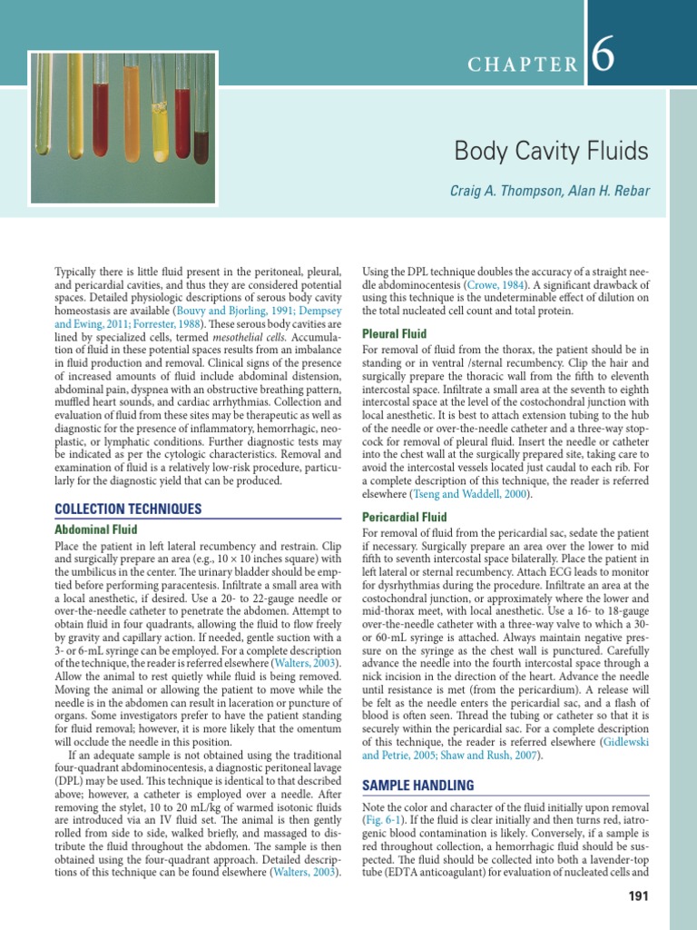 Chapter 6 Body Cavity Fluids PDF