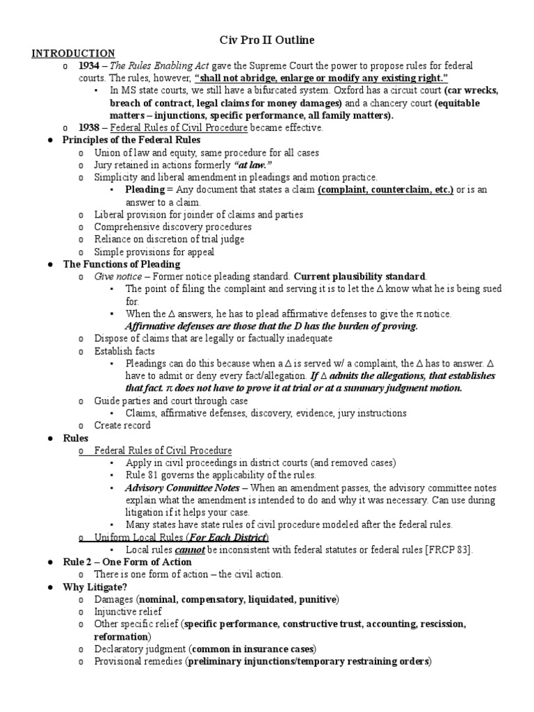 Civ pro ii outline pdf