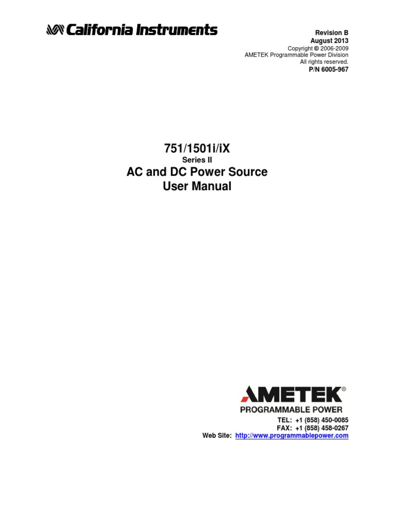 751 - 1501i - Ix Series II AC and DC Power Source User Manual | PDF