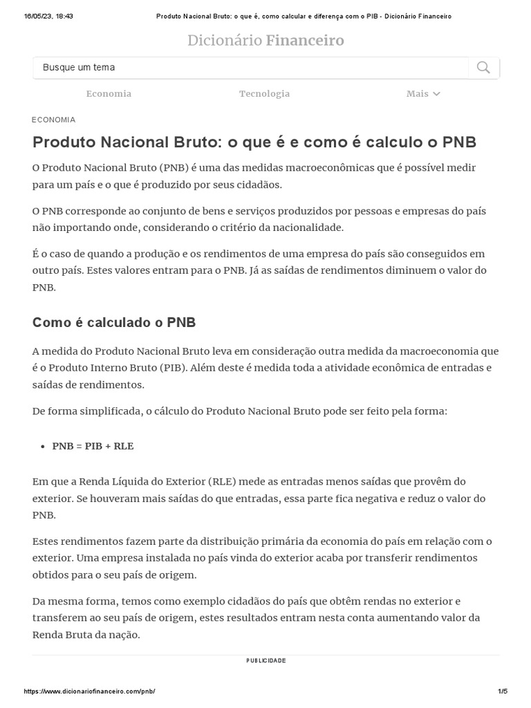 Produto Nacional Bruto_ o que é, como calcular e diferença com o PIB Dicionário Financeiro PDF
