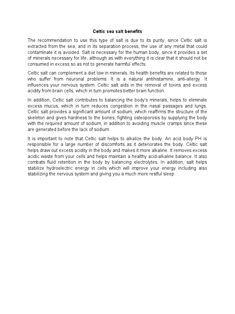 Celtic Sea Salt Benefits PDF