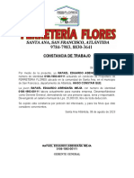 Constancia de Trabajo Ferreteria Flores