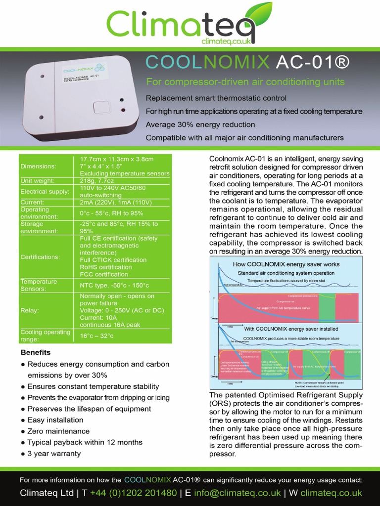 Climateq Coolnomix AC-01 Datasheet | PDF