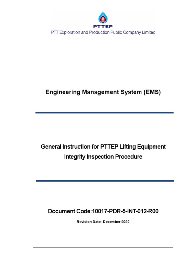 10017 PDR 5 INT 012 R00_General Instruction for PTTEP Lifting Equipment