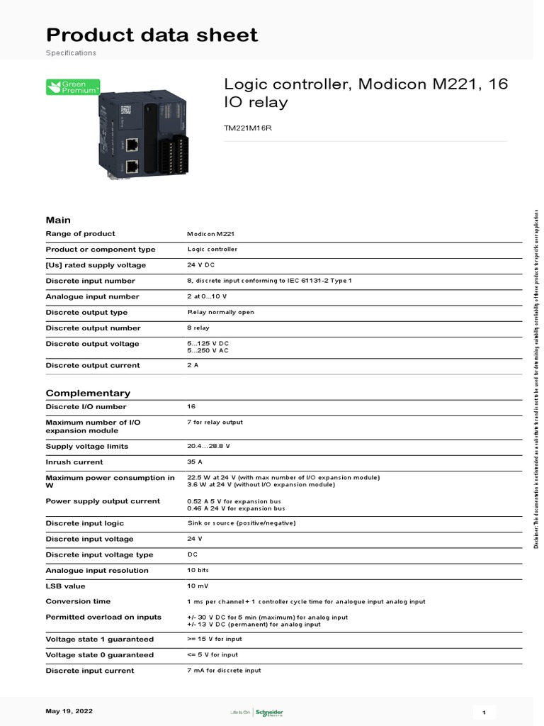 Modicon M221 - TM221M16R | PDF