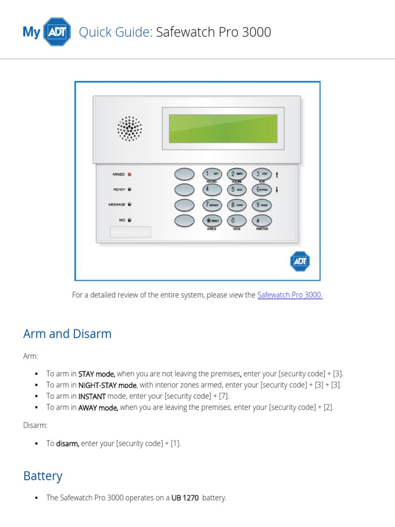 Safewatch Pro 3000 Quick Guide PDF