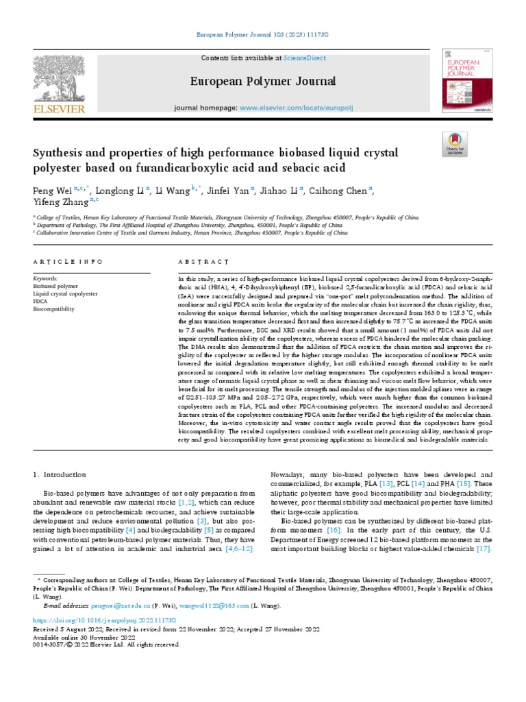 Study of Liquid Crystal PDF Young's Modulus Polymers