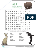 Animal Word Search Mammals
