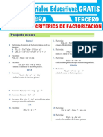 Ejercicios de Criterios de Factorización para Tercer Grado de Secundaria