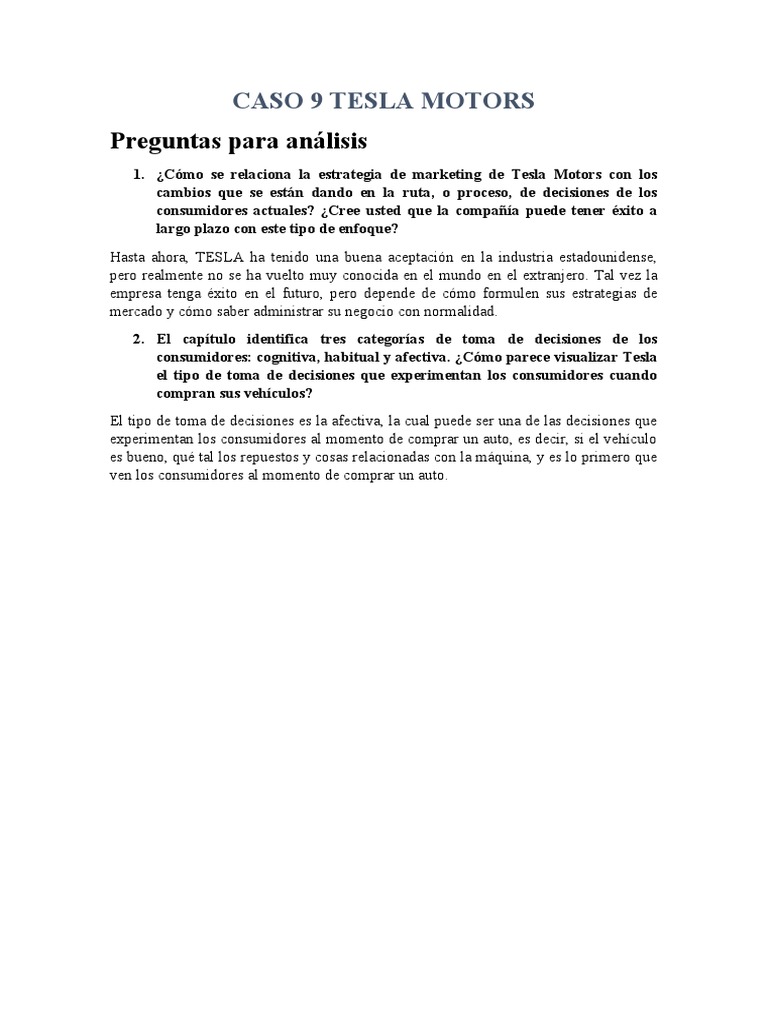 Caso 9 Tesla Motors | PDF