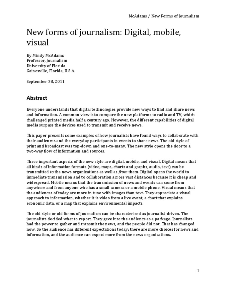 New Forms of Journalism Journalism News