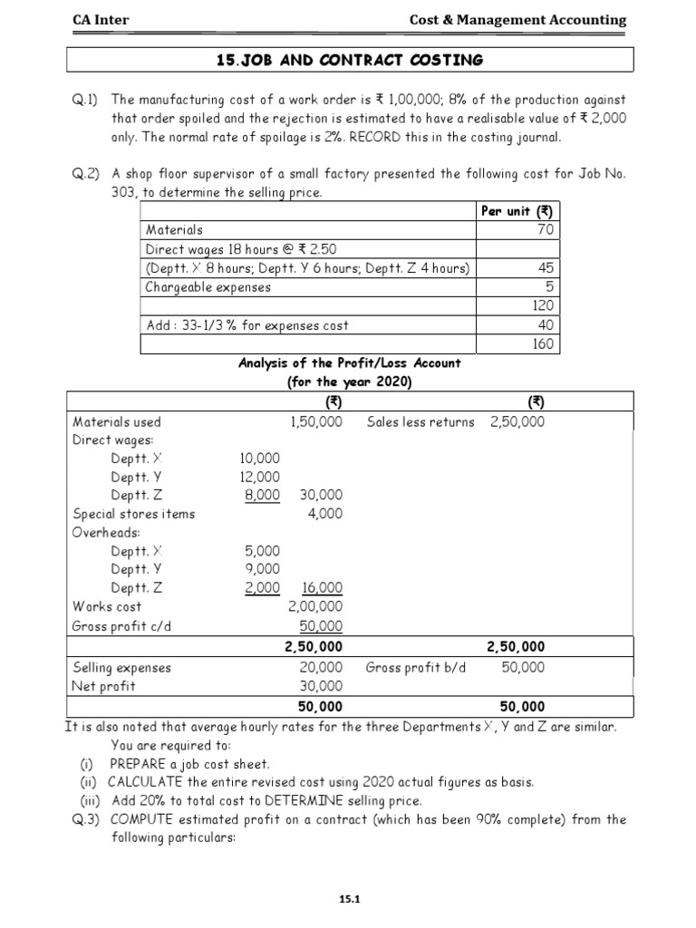 Job and Contract Costing Techniques | PDF | Cost | Expense