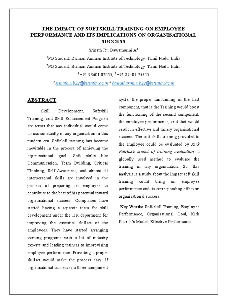 The Impact of Softskill Training On Employee Performance and Its ...