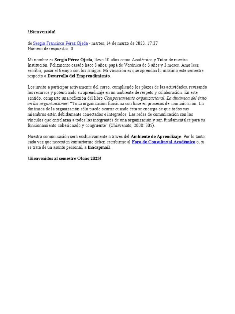 Bienvenida y Plan de Clases 2023 | PDF | Iniciativa empresarial ...