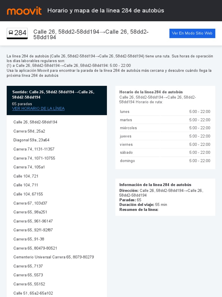 Calle 26, 58dd2-58dd194 Calle 26, 58dd2-58dd194: Horario y Mapa de La ...