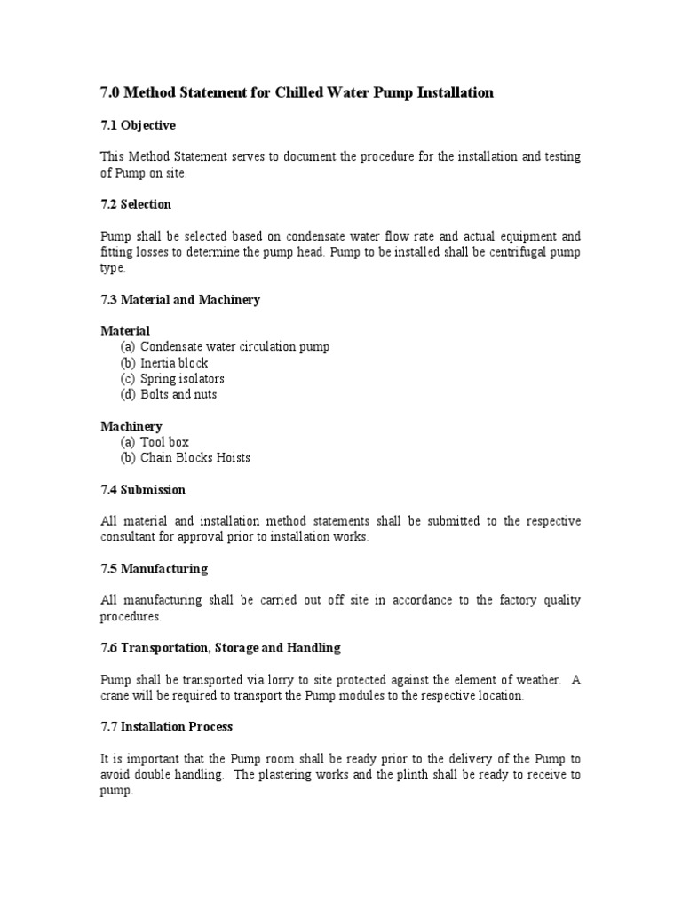Chilled Water Pump Installation Guide | PDF