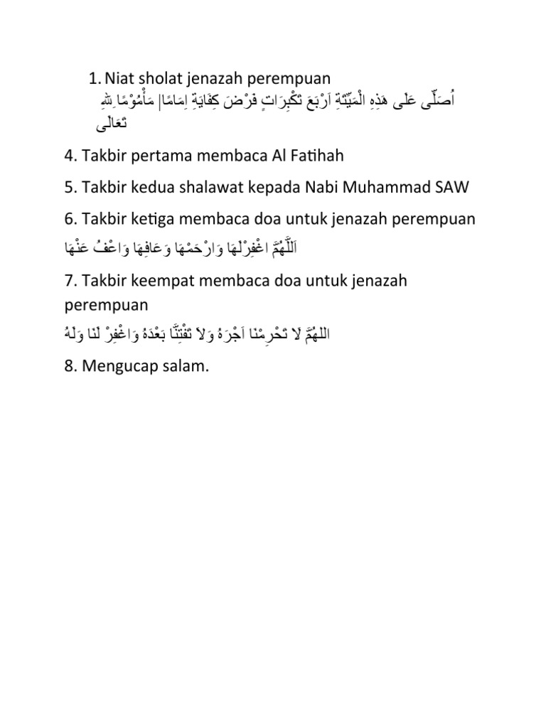 Niat Sholat Jenazah Perempuan | PDF