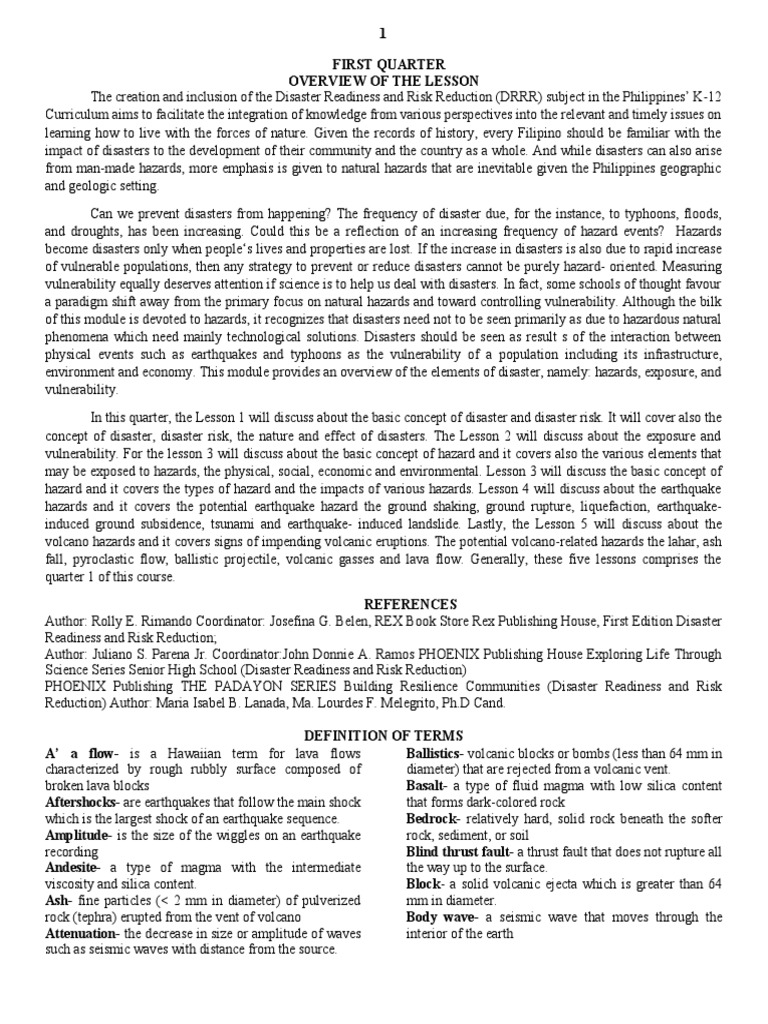 DRRR 12 Lesson 1 - 5 Finale 1 | PDF | Hazards | Volcano
