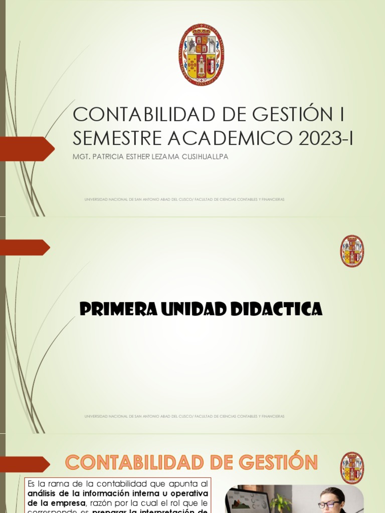 Contabilidad De Gestión I Primera Unidad Pdf