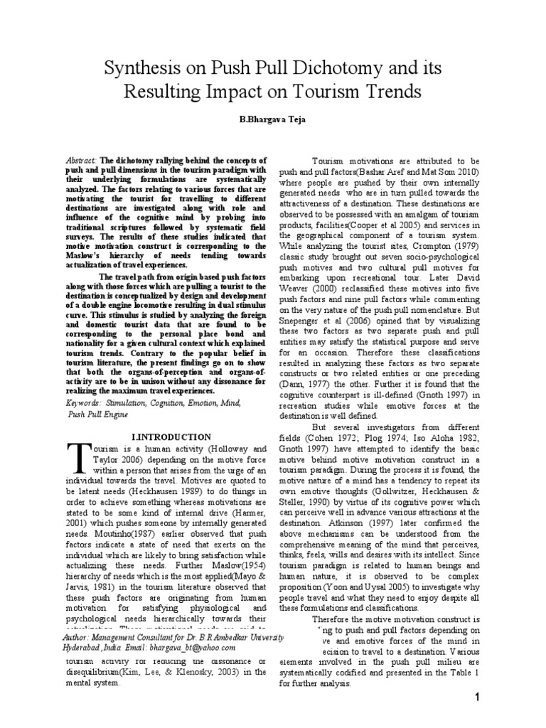 Push-Pull Dynamics in Tourism Trends | PDF | Science & Mathematics