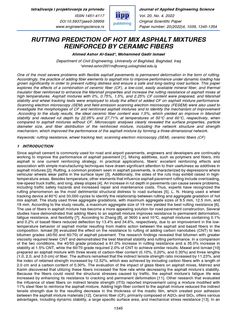 RUTTING PREDICTION OF HOT MIX ASPHALT MIXTURES REINFORCED BY CERAMIC ...