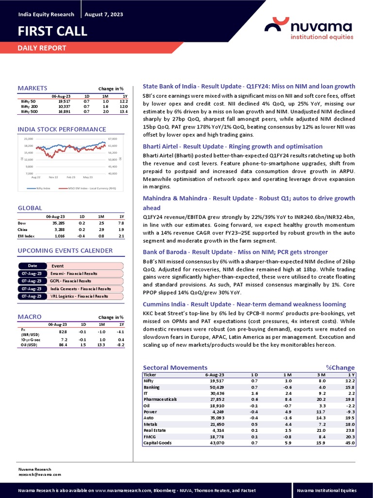 First+Call+ +august+07+2023 NUVAMA | PDF