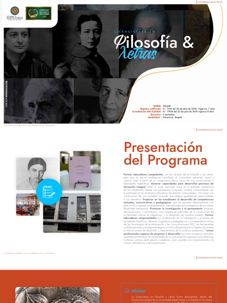 Licenciatura en Filosofia y Letras U Santotomas | PDF | Humanismo ...
