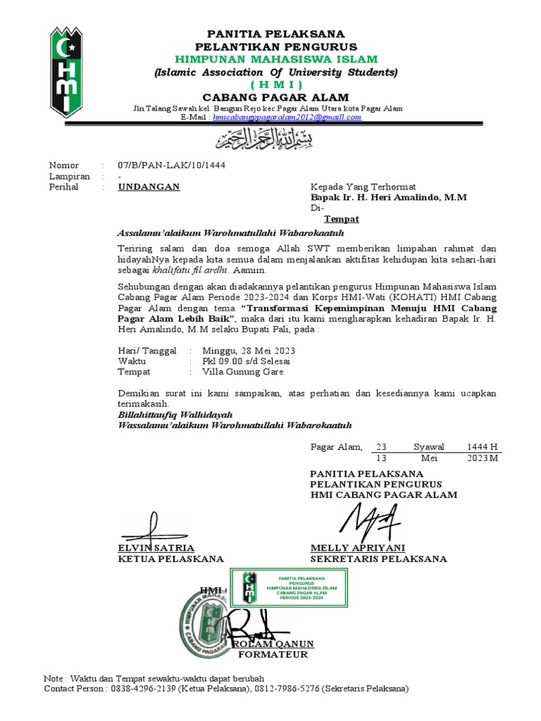 Undangan Pelantikan | PDF