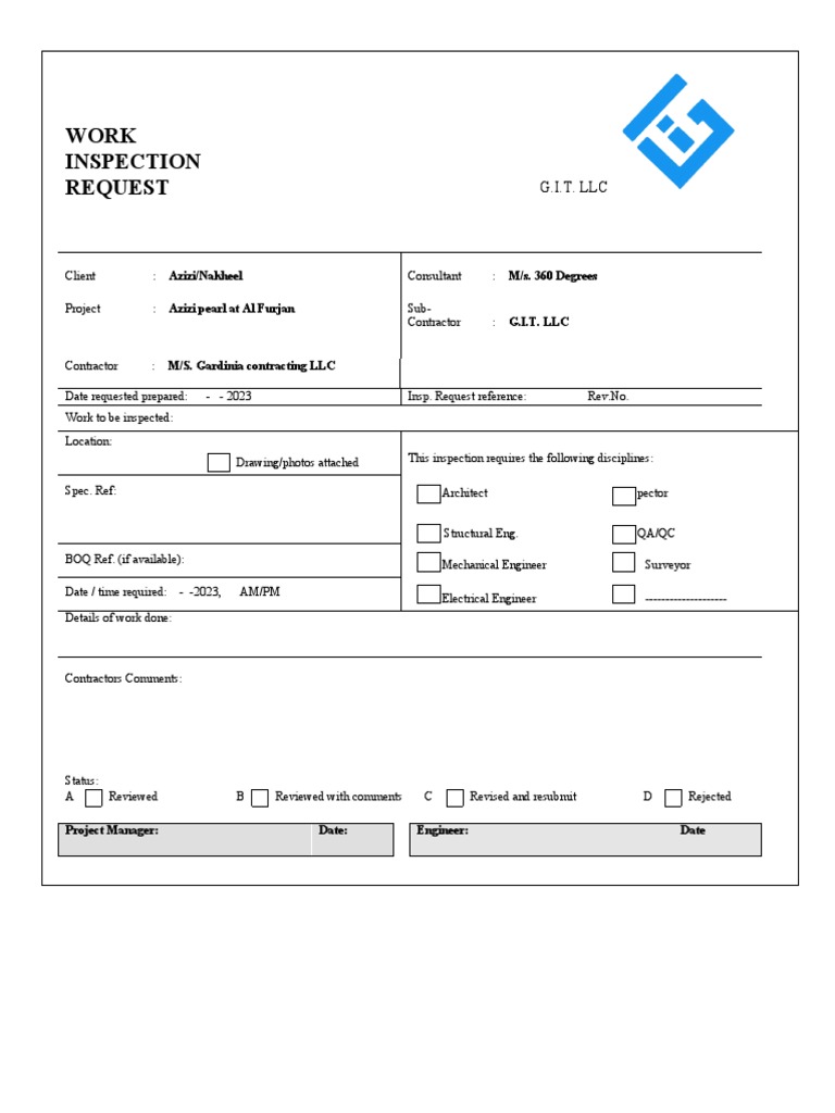 Inspection Request Format PDF