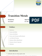 Transition Metals: Presented By: Supervised by