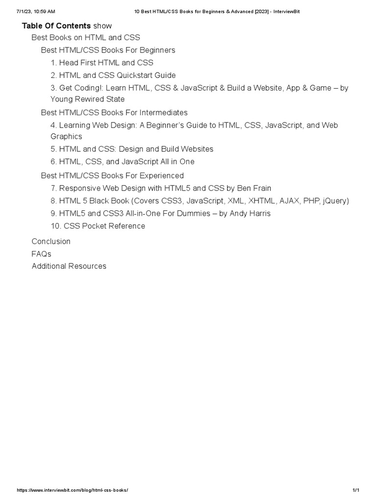 Best HTML/CSS Books Guide 2023 | PDF