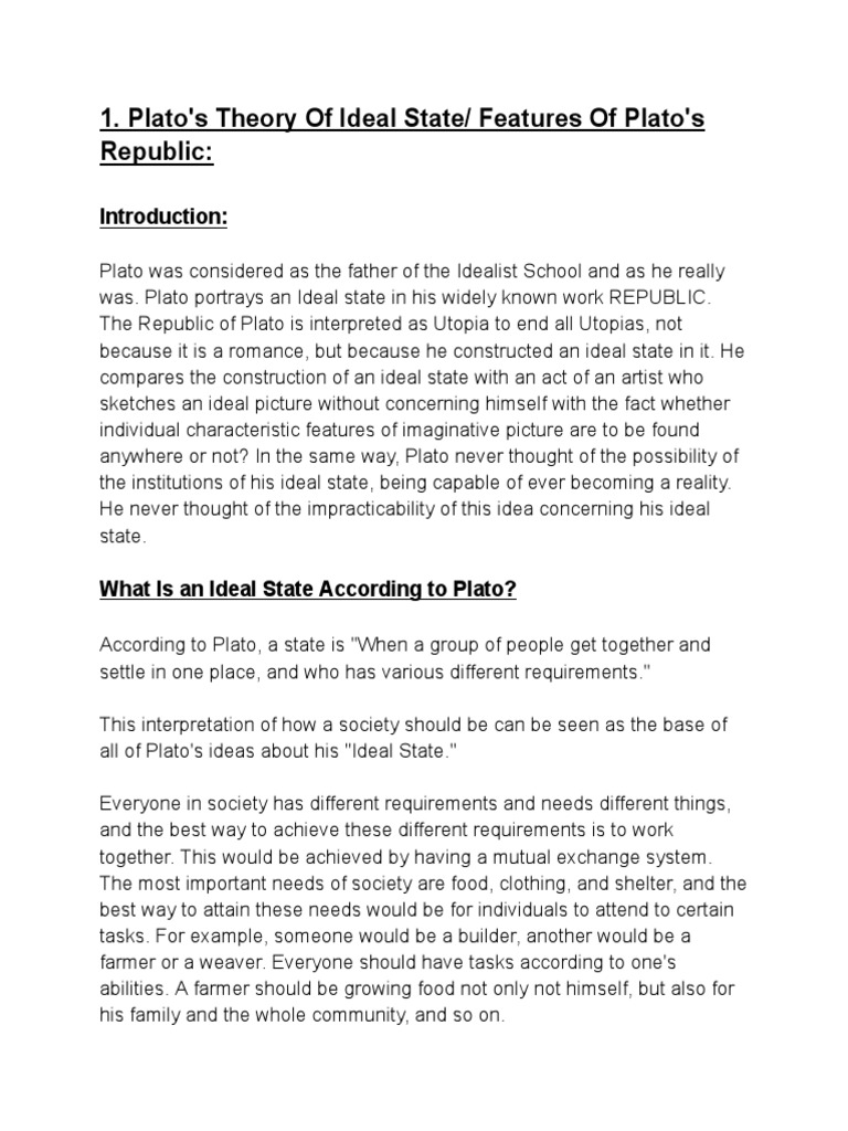 Plato's Ideal State PDF Justice Crime & Violence