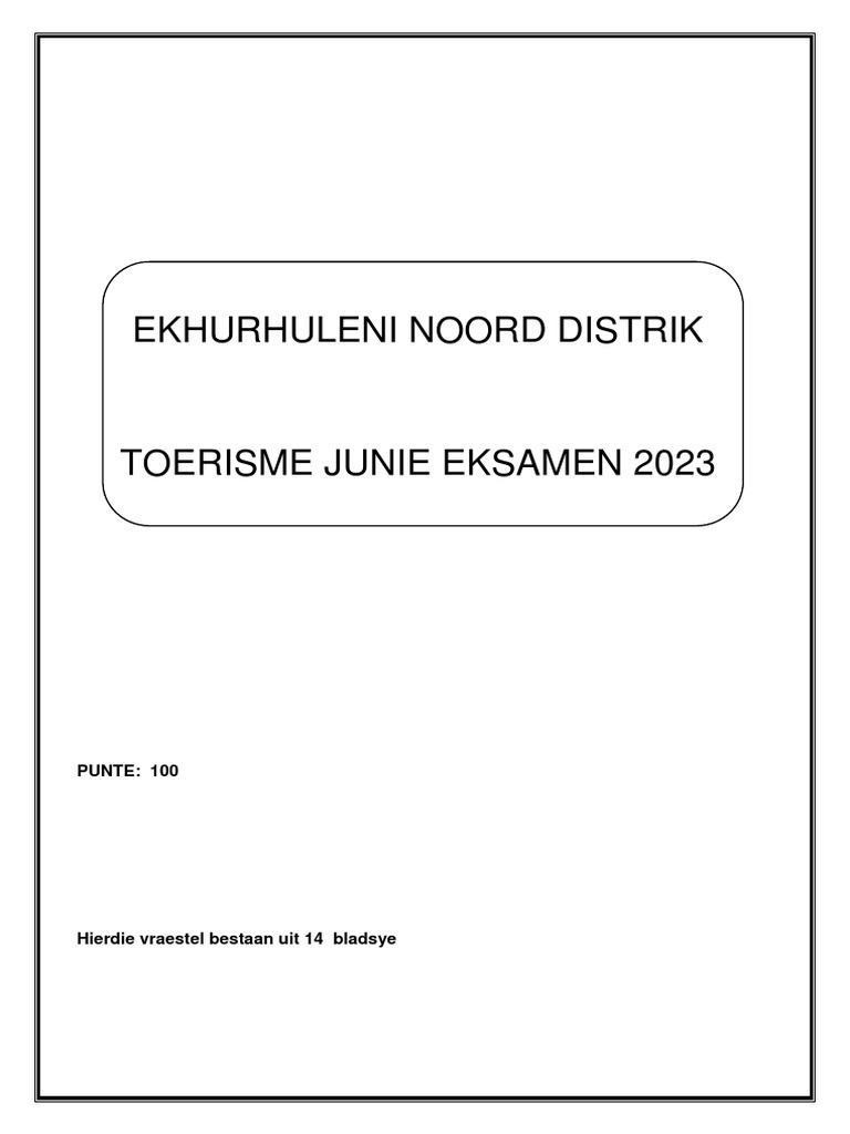 Tourism Graad 10 QP 2023 Afrikaans PDF