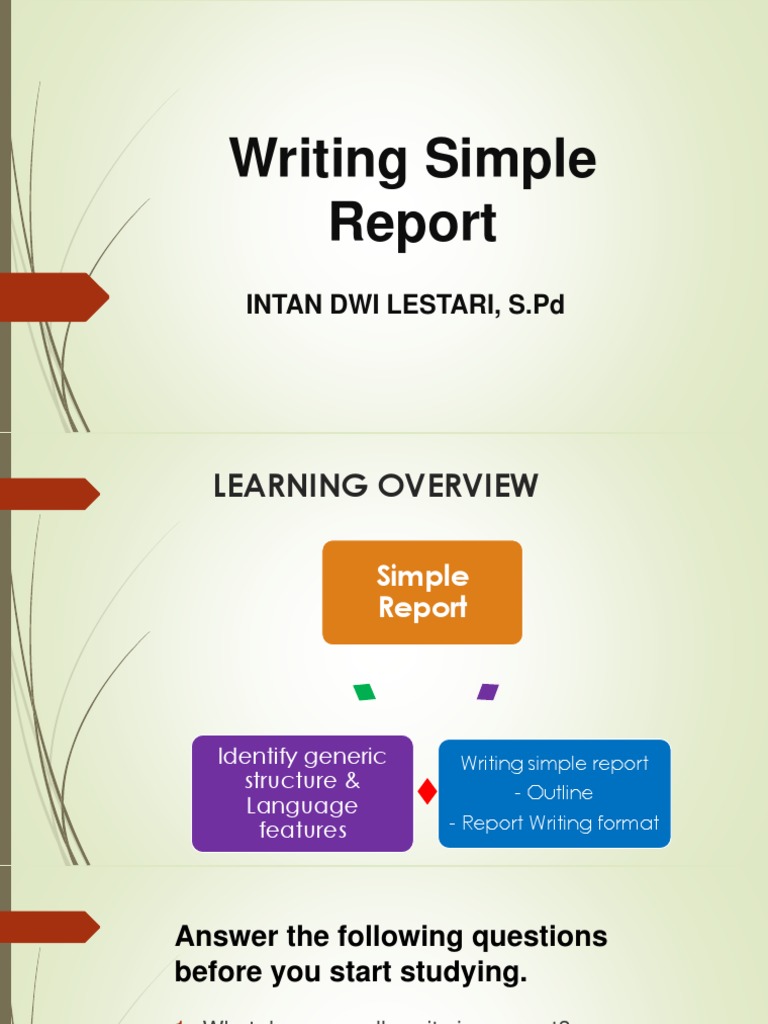 Writing Simple Report | PDF